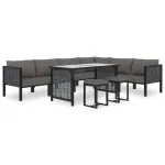 Set mobilier de grădină cu perne, 9 piese, antracit, poliratan GartenMobel Dekor
