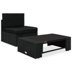 Set mobilier de grădină, 2 piese, negru, poliratan GartenMobel Dekor