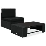Set mobilier de grădină, 2 piese, negru, poliratan GartenMobel Dekor