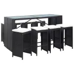 Set mobilier de bar de exterior, negru, poliratan GartenMobel Dekor