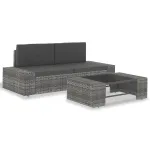 Set mobilier de grădină, 3 piese, gri, poliratan GartenMobel Dekor