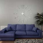 Ceas de perete 3D, argintiu, 100 cm, XXL, design modern GartenMobel Dekor