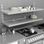 Etajeră de perete cu 2 rafturi, 150 x 30 cm, oțel inoxidabil GartenMobel Dekor