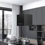 Hotă suspendată insulă, LCD tactil, 37 cm, oțel   GartenMobel Dekor