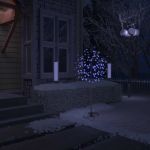 Pom Crăciun, 120 LED-uri lumină albastră, flori de cireș 150 cm GartenMobel Dekor