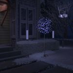 Pom Crăciun, 200 LED-uri lumină albastră, flori de cireș 180 cm GartenMobel Dekor