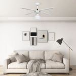 Ventilator de tavan cu iluminare, alb, 106 cm GartenMobel Dekor
