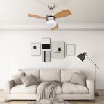 Ventilator tavan cu iluminare/telecomandă, maro deschis, 76 cm GartenMobel Dekor