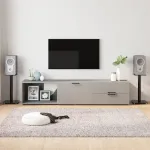 Suporturi difuzoare, 2 buc, negru, sticlă securizată, 1 stâlp GartenMobel Dekor