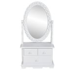 Masă de machiaj cu oglindă oscilantă ovală, MDF  GartenMobel Dekor