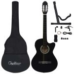 Set chitară acustică cu egalizator, 12 piese, 6 corzi, negru GartenMobel Dekor