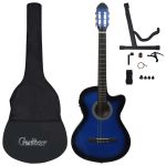 Set chitară acustică cu egalizator, 12 piese 6 corzi, albastru    GartenMobel Dekor
