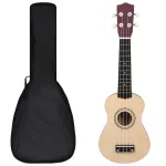 Set ukulele soprano, cu husă, pentru copii, natural, 21" GartenMobel Dekor