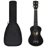Set ukulele soprano, cu husă, pentru copii, negru, 21" GartenMobel Dekor