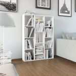 Separator cameră/Bibliotecă alb extralucios 100x24x140 cm PAL GartenMobel Dekor
