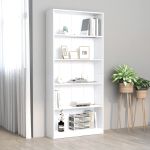 Bibliotecă cu 5 rafturi, alb, 80 x 24 x 175 cm, PAL GartenMobel Dekor
