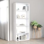 Bibliotecă cu 5 rafturi, alb, 80 x 30 x 189 cm, PAL GartenMobel Dekor