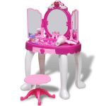 Masă de toaletă de jucărie cu 3 oglinzi, camera de joacă, lumină/sunet GartenMobel Dekor