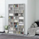 Dulap pentru CD-uri, gri beton, 102x16x177,5 cm, lemn compozit GartenMobel Dekor