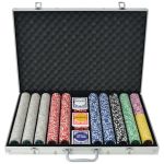 Set de poker cu 1000 de jetoane cu laser din aluminiu GartenMobel Dekor