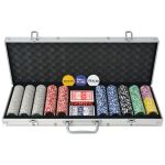 Set de poker cu 500 de jetoane cu laser din aluminiu GartenMobel Dekor
