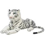 Tigru de jucărie din pluș, XXL, alb GartenMobel Dekor