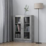 Dulap cu vitrină, gri beton, 82,5 x 30,5 x 115 cm, PAL GartenMobel Dekor