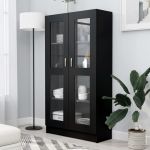 Dulap cu vitrină, negru, 82,5 x 30,5 x 150 cm, PAL GartenMobel Dekor