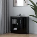 Dulap cu vitrină, negru, 82,5 x 30,5 x 80 cm, PAL GartenMobel Dekor