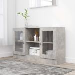 Dulap cu vitrină, gri beton, 120 x 30,5 x 70 cm, PAL GartenMobel Dekor