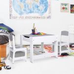 Masă pentru copii, cu 2 scaune, alb, MDF GartenMobel Dekor