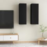 Comode TV, 2 buc., negru, 30,5x30x90 cm, PAL GartenMobel Dekor