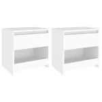 Noptiere, 2 buc., alb, 40x30x39 cm, PAL    GartenMobel Dekor