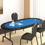 Blat masă de poker, 10 jucători, pliabil, albastru 208x106x3 cm GartenMobel Dekor