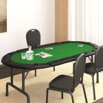 Blat masă de poker, 10 jucători, pliabil, verde, 208x106x3 cm GartenMobel Dekor