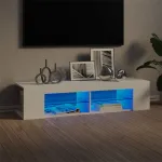 Comodă TV cu lumini LED, alb, 135x39x30 cm GartenMobel Dekor