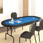Masă de poker pliabilă, 10 jucători, albastru, 206x106x75 cm GartenMobel Dekor