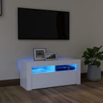 Comodă TV cu lumini LED, alb, 90x35x40 cm GartenMobel Dekor