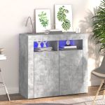 Servantă cu lumini LED, gri beton, 80x35x75 cm GartenMobel Dekor