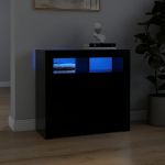 Servantă cu lumini LED, negru, 80x35x75 cm GartenMobel Dekor
