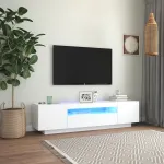 Comodă TV cu lumini LED, alb, 160x35x40 cm GartenMobel Dekor