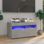 Comodă TV cu lumini LED, gri beton, 75x35x40 cm GartenMobel Dekor