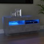 Comodă TV cu lumini LED, gri beton, 80x35x40 cm GartenMobel Dekor