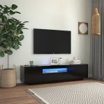 Comodă TV cu lumini LED, negru, 160x35x40 cm GartenMobel Dekor