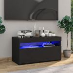 Comodă TV cu lumini LED, negru, 75x35x40 cm GartenMobel Dekor