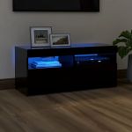 Comodă TV cu lumini LED, negru, 90x35x40 cm GartenMobel Dekor