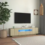 Comodă TV cu lumini LED, stejar sonoma, 160x35x40 cm GartenMobel Dekor