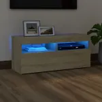 Comodă TV cu lumini LED, stejar sonoma, 90x35x40 cm GartenMobel Dekor