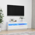 Comodă TV cu lumini LED, alb extralucios, 100x35x40 cm GartenMobel Dekor