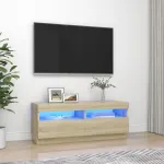 Comodă TV cu lumini LED, stejar sonoma, 100x35x40 cm GartenMobel Dekor